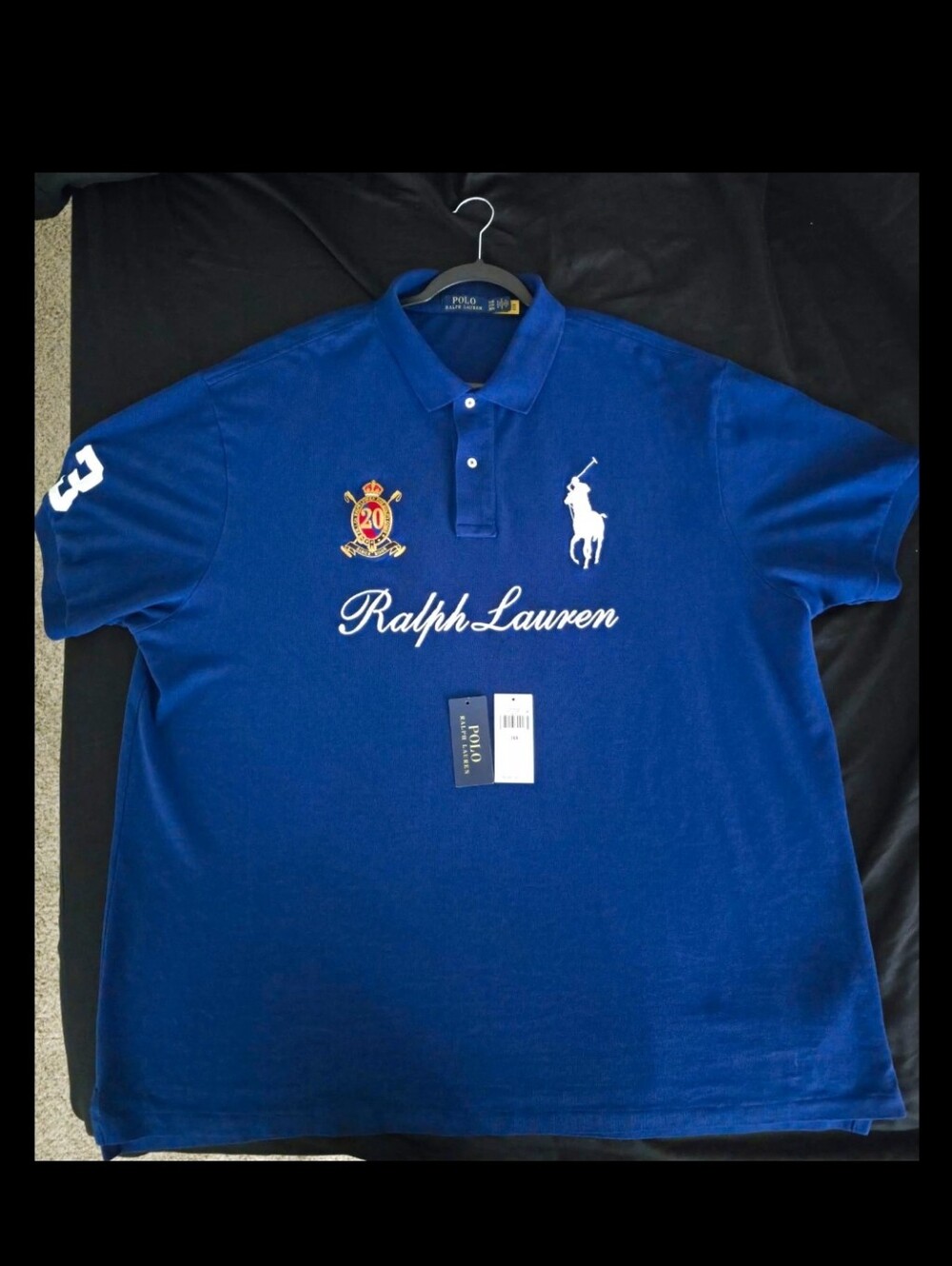 Polo Ralph Lauren Big Pony Blue Embroidered  20th Anniversary Crest Polo